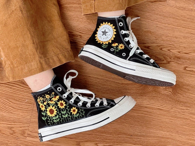 Sunflower Field Converse Embroidery