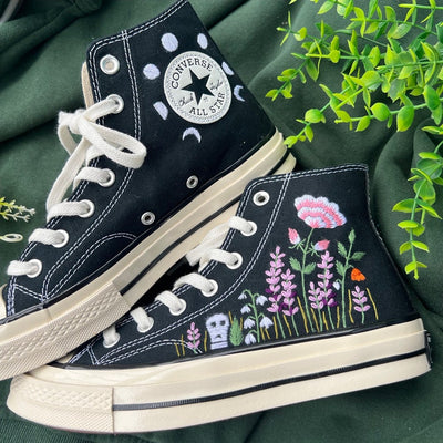 Lavender and Carnation Converse Embroidery