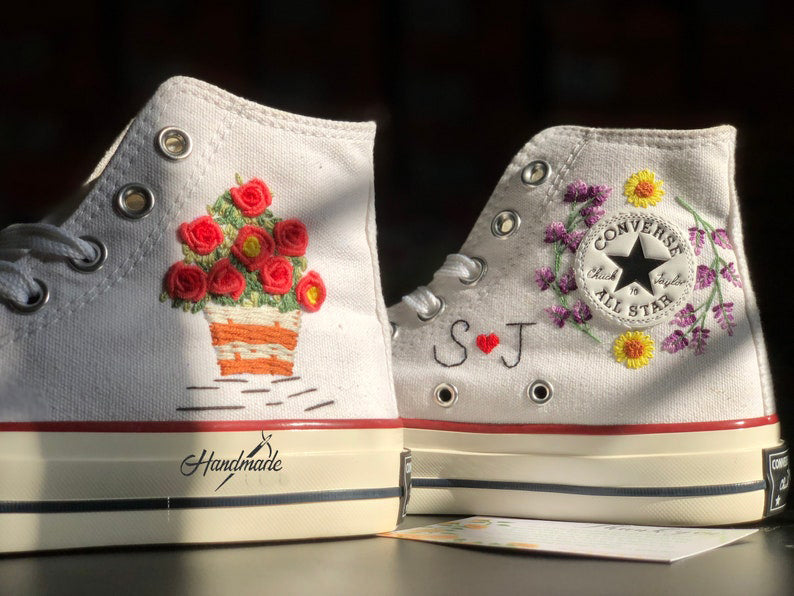 Strawberry Wedding Date Converse Embroidery