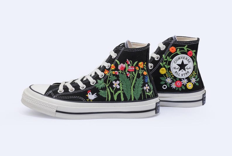 Wildflower Meadow Converse Embroidery