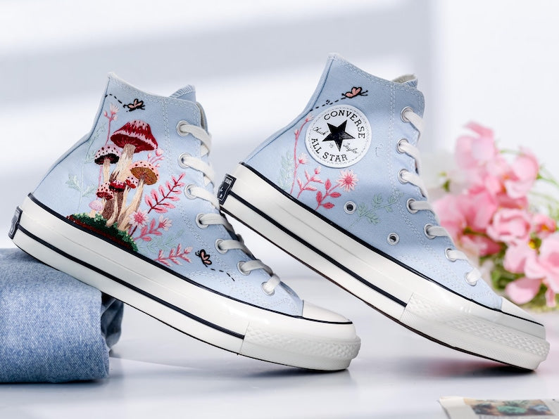 Mushrooms Embroidered Converse Shoes