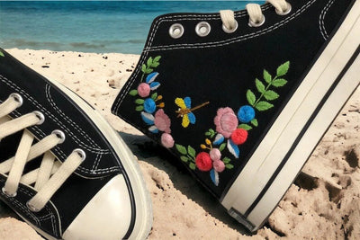 Dragonfly Floral Wreath Converse Embroidery