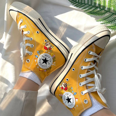 Mushroom and Wildflower Converse Embroidery