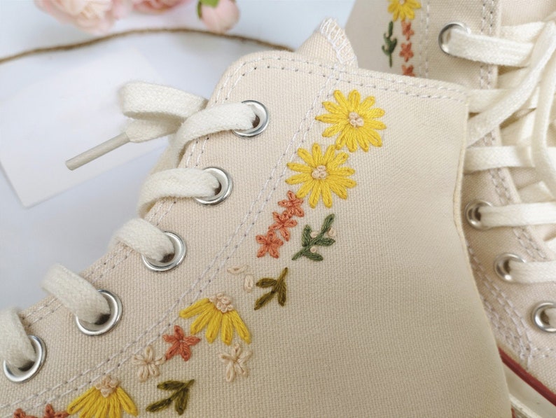 Sunny Daisy & Wildflower Embroidered Converse