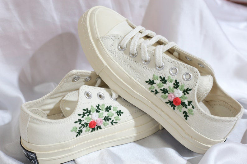 Rose Sprig Converse Embroidery