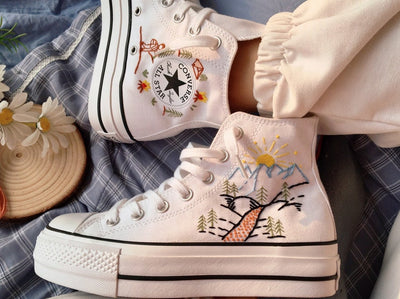 Mountain & Hiking Scene Converse Embroidery