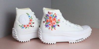 Converse Embroidered Flower Shoes