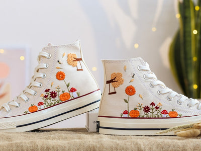 Autumn Pumpkin & Swing Converse Embroidery