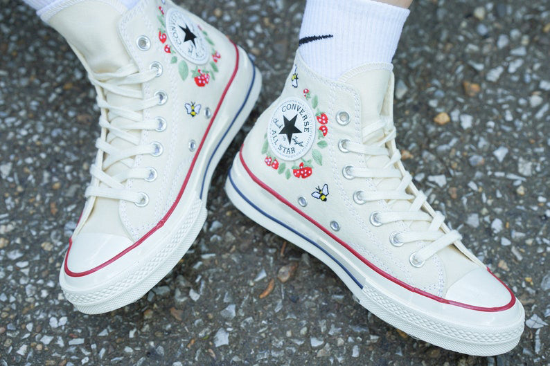 Strawberry Bee Converse Embroidery