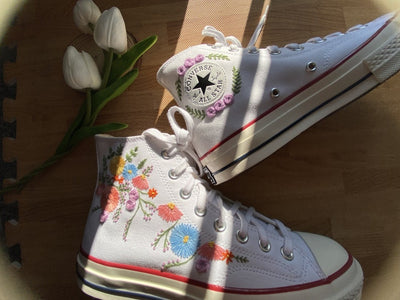 Pastel Wildflower Meadow Converse Embroidery
