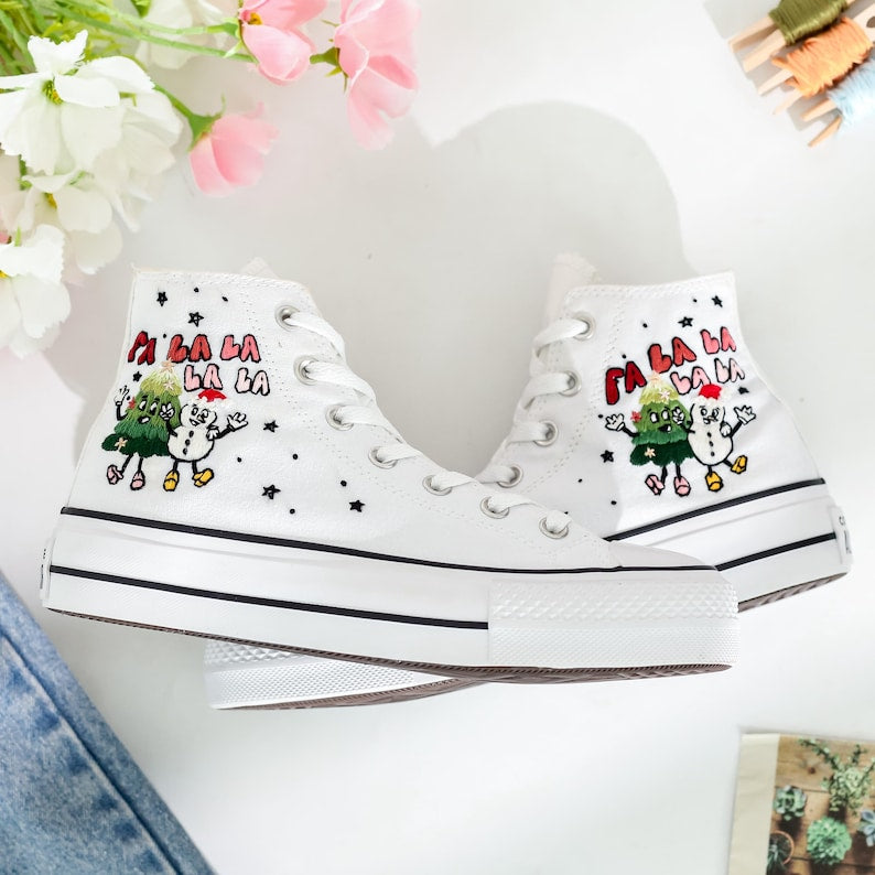 Christmas Embroidered Converse Shoes