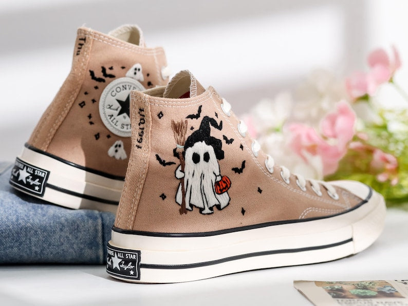 Ghost Embroidered Converse Shoes