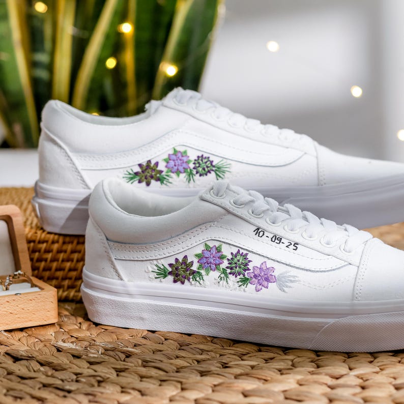 Purple Aster Wedding Converse Embroidery