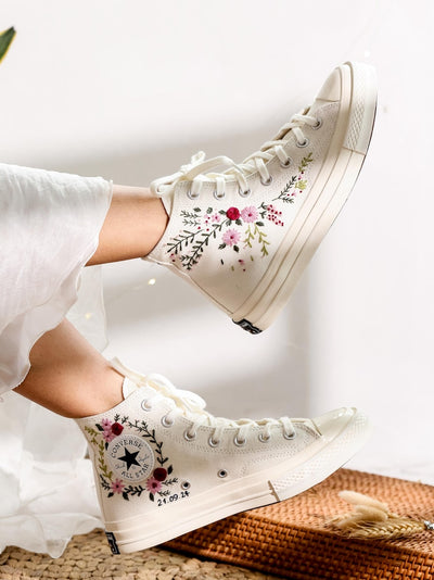 Rose Wreath Wedding Converse Embroidery