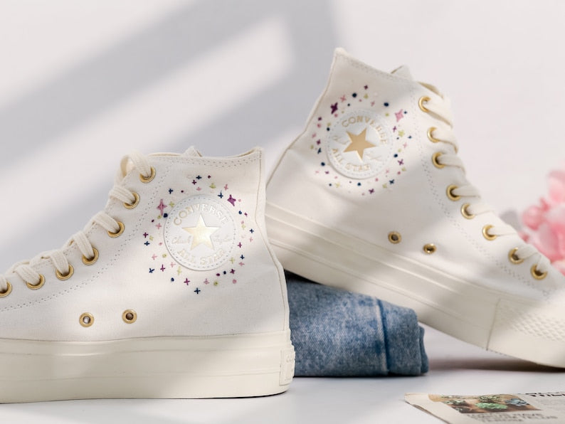 Colorful Mushroom Embroidered Converse Shoes