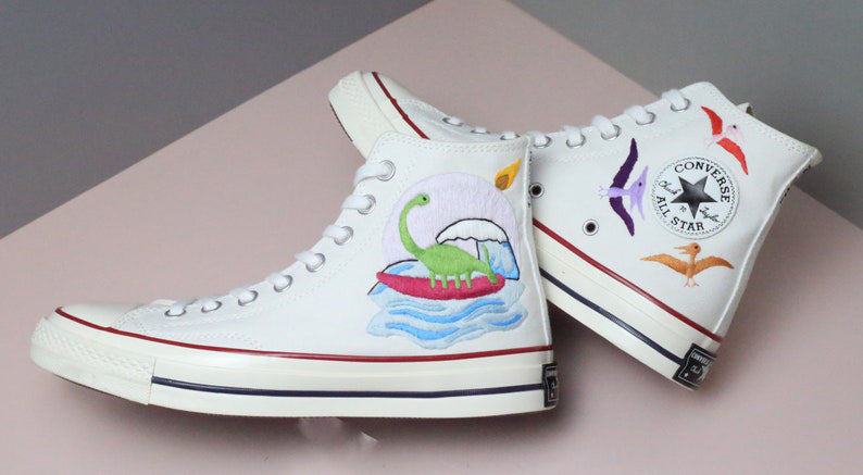 Dinosaur Boat Converse Embroidery