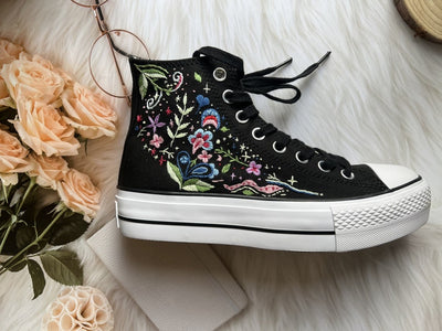 Colorful Garden Converse Embroidery