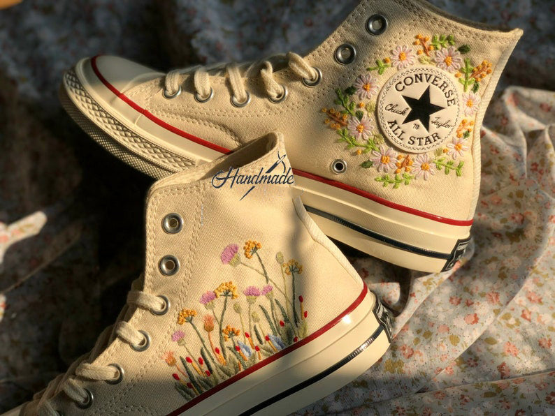 Poppy Meadow Converse Embroidery