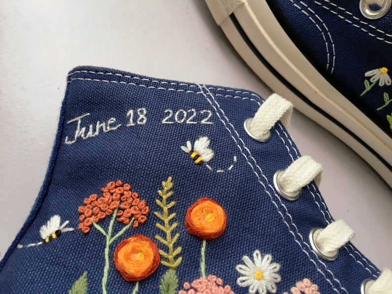 Couple and Flowers Converse Embroidery