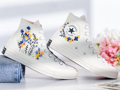 Wildflowers Embroidered Converse Shoes