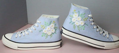 White Roses Converse Embroidery