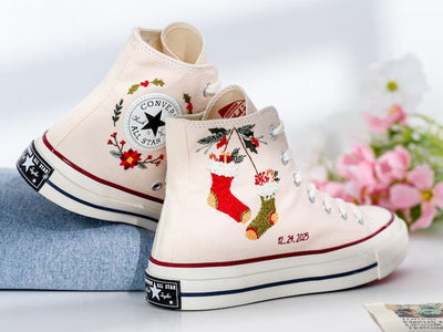 Christmas Stockings Embroidered Converse Shoes