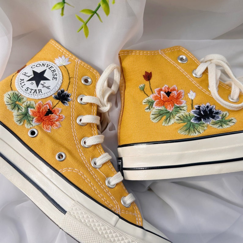 Lotus Flowers Converse Embroidery