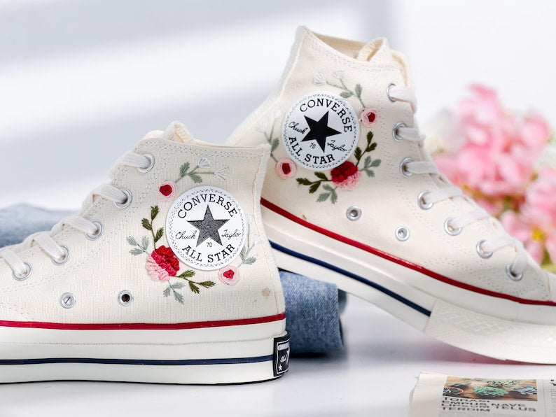 Beads Embroidered Converse Shoes