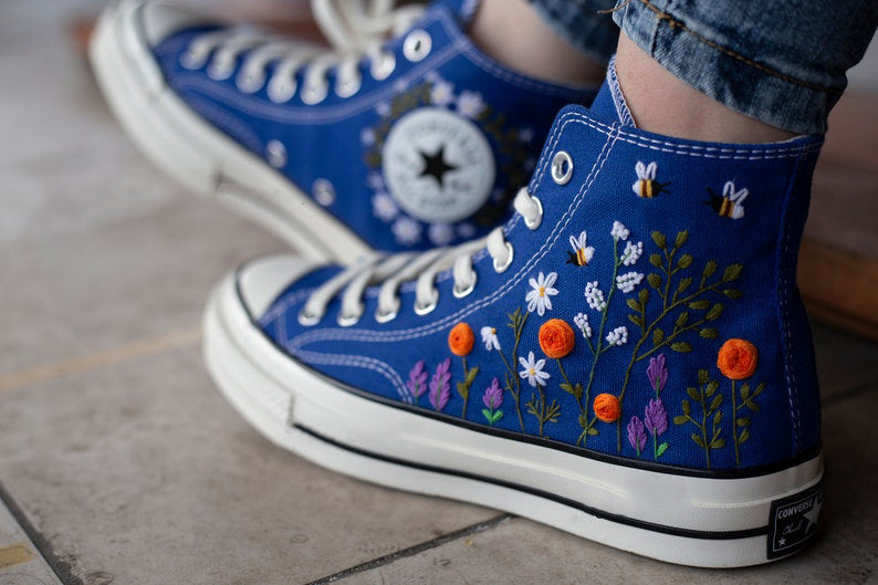 Bee Wildflower Converse Embroidery