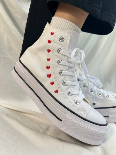Red Hearts Wreath Converse Embroidery