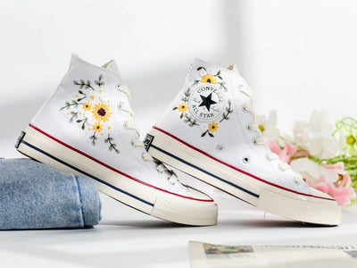 Wedding Sunflower Embroidered Converse Shoes