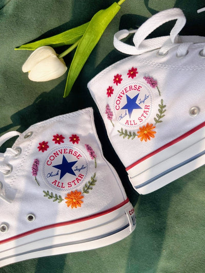 Cat and Wildflowers Converse Embroidery