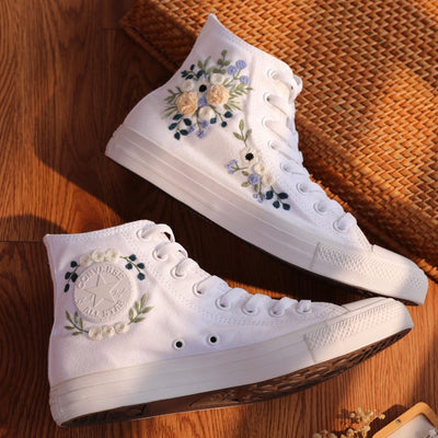 Blue Champagne Roses Wedding Converse Embroidery