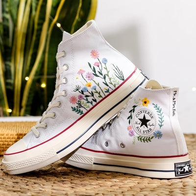 Pastel Wildflower Wedding Converse Embroidery
