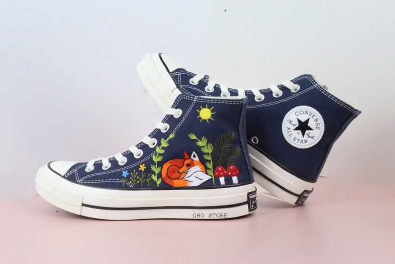 Converse Embroidered Fox and Mushroom Shoes