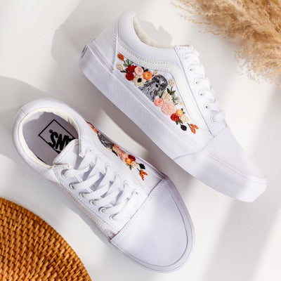 Dog & FLower Embroidered Vans