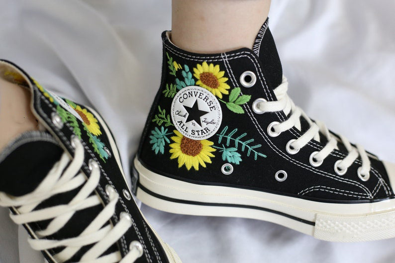 Sunflower Garden Converse Embroidery