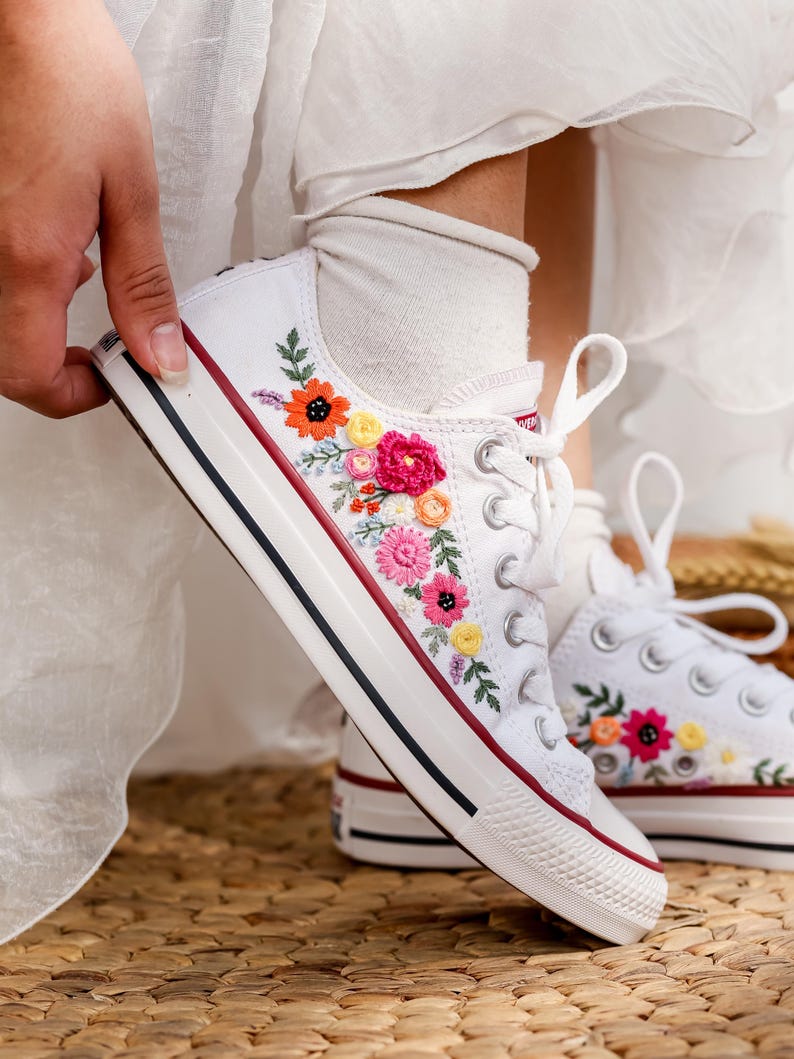 Colorful Bouquet Converse Embroidery