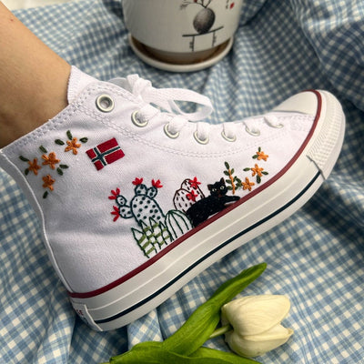 Cactus Cat Converse Embroidery