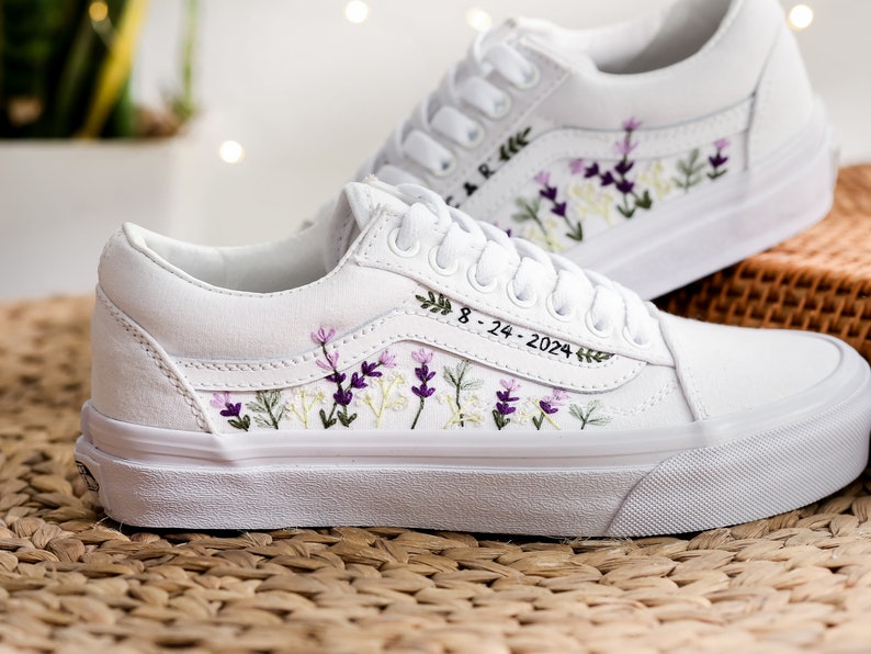 Lavender Wedding Converse Embroidery