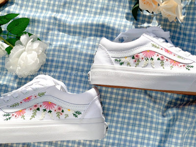 Embroidered Pastel Roses Vans