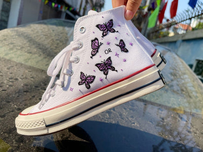 Purple Butterfly Converse Embroidery