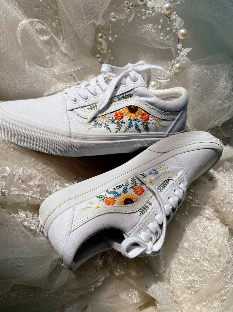 Sunflower Meadow Converse Embroidery