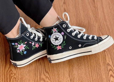 Pastel Wildflowers Converse Embroidery
