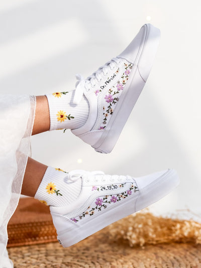 Purple Wildflowers Converse Embroidery