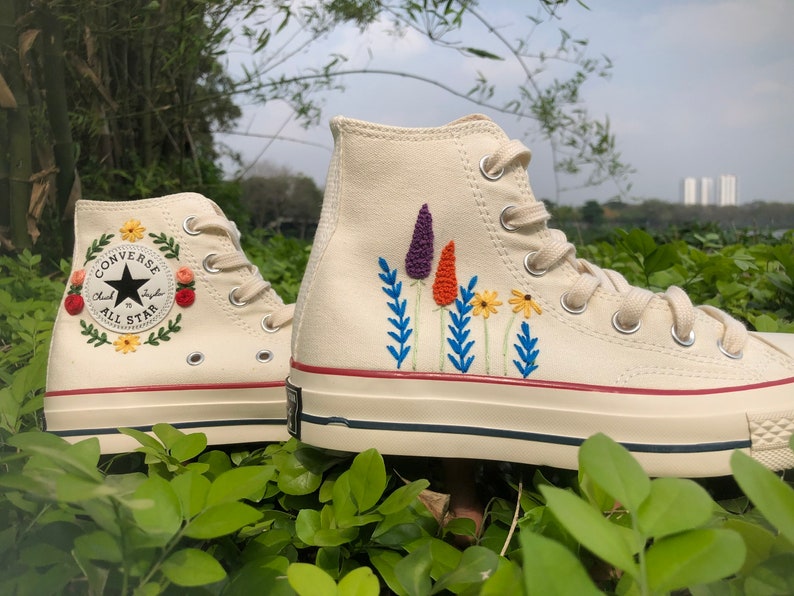 Wildflower Bee Converse Embroidery