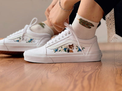 Blue Rose Dog Converse Embroidery