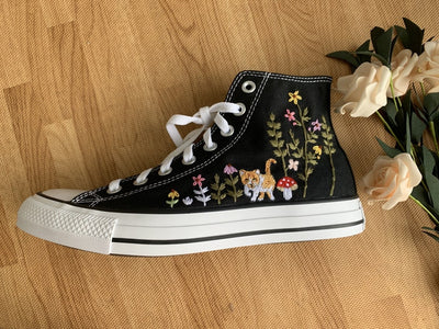 Bird and Wildflower Converse Embroidery