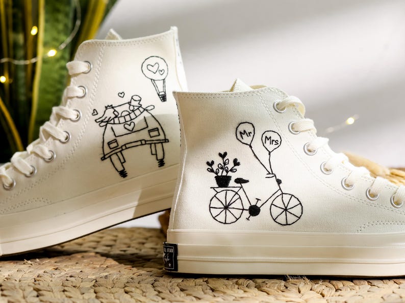 Mr Mrs Bicycle Converse Embroidery