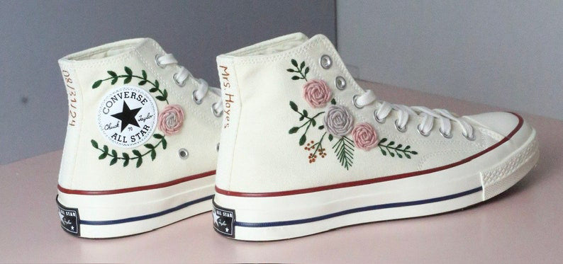 Rose Bouquet Converse Embroidery